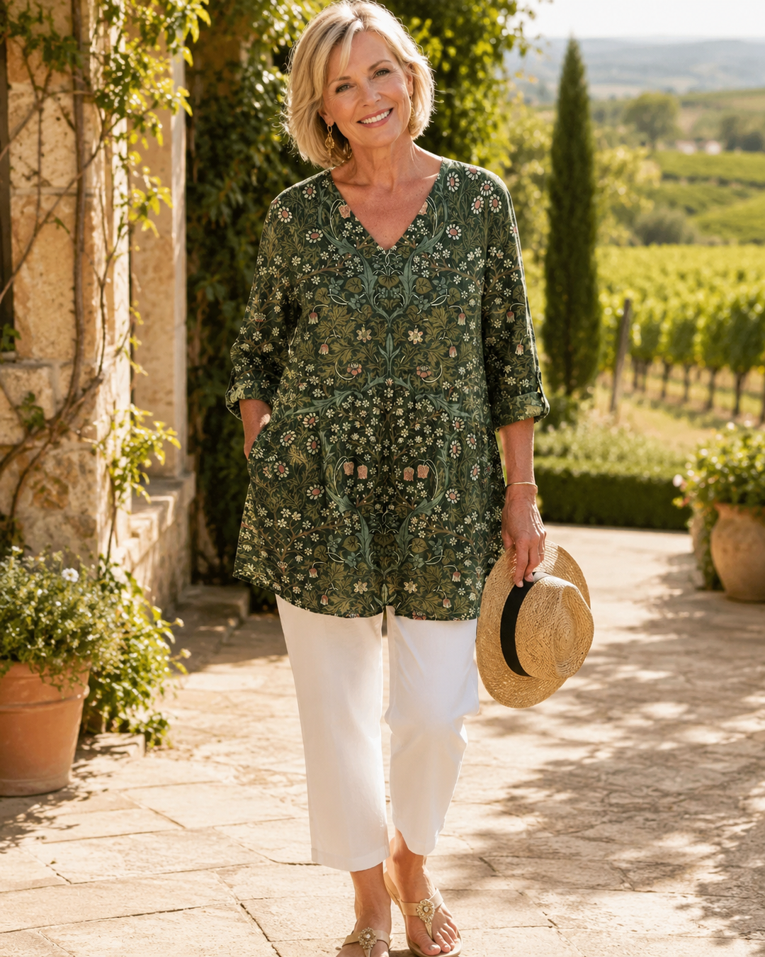 Sophia | Vintage Floral V-Neck Shirt