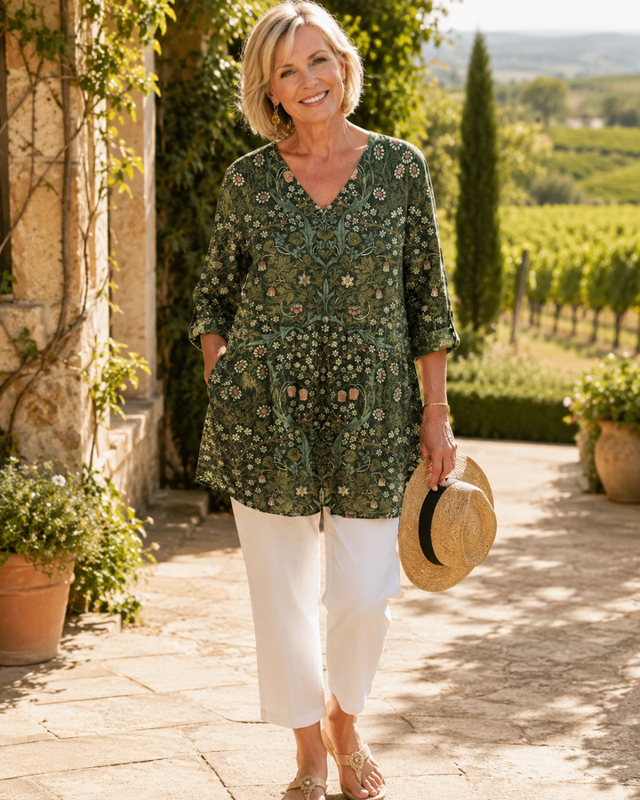 Sophia | Vintage Floral V-Neck Shirt