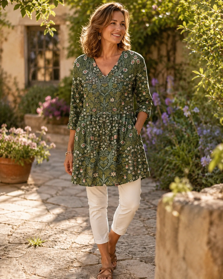 Sophia | Vintage Floral V-Neck Shirt