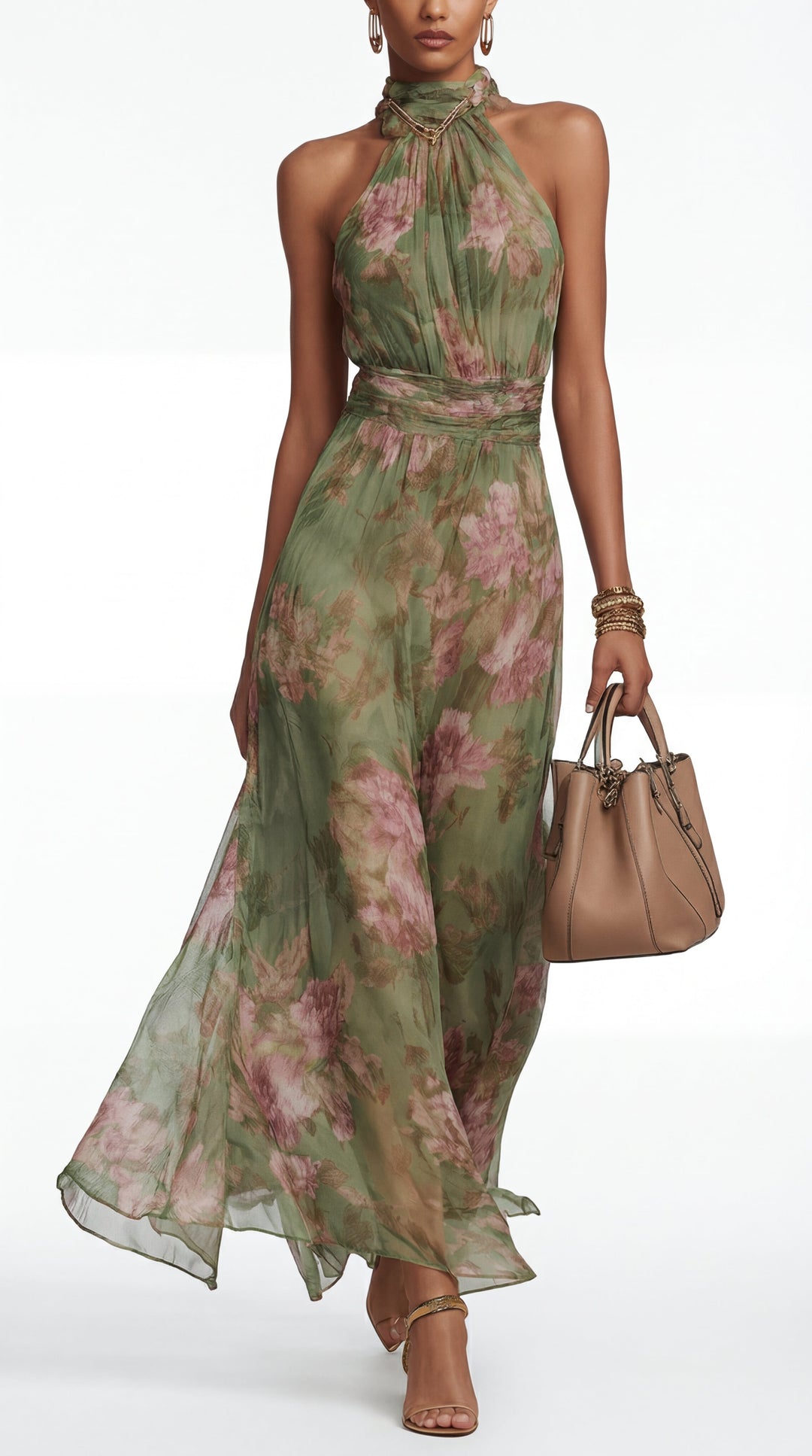 Livia™ | Elegant Floral Maxi Halter Dress